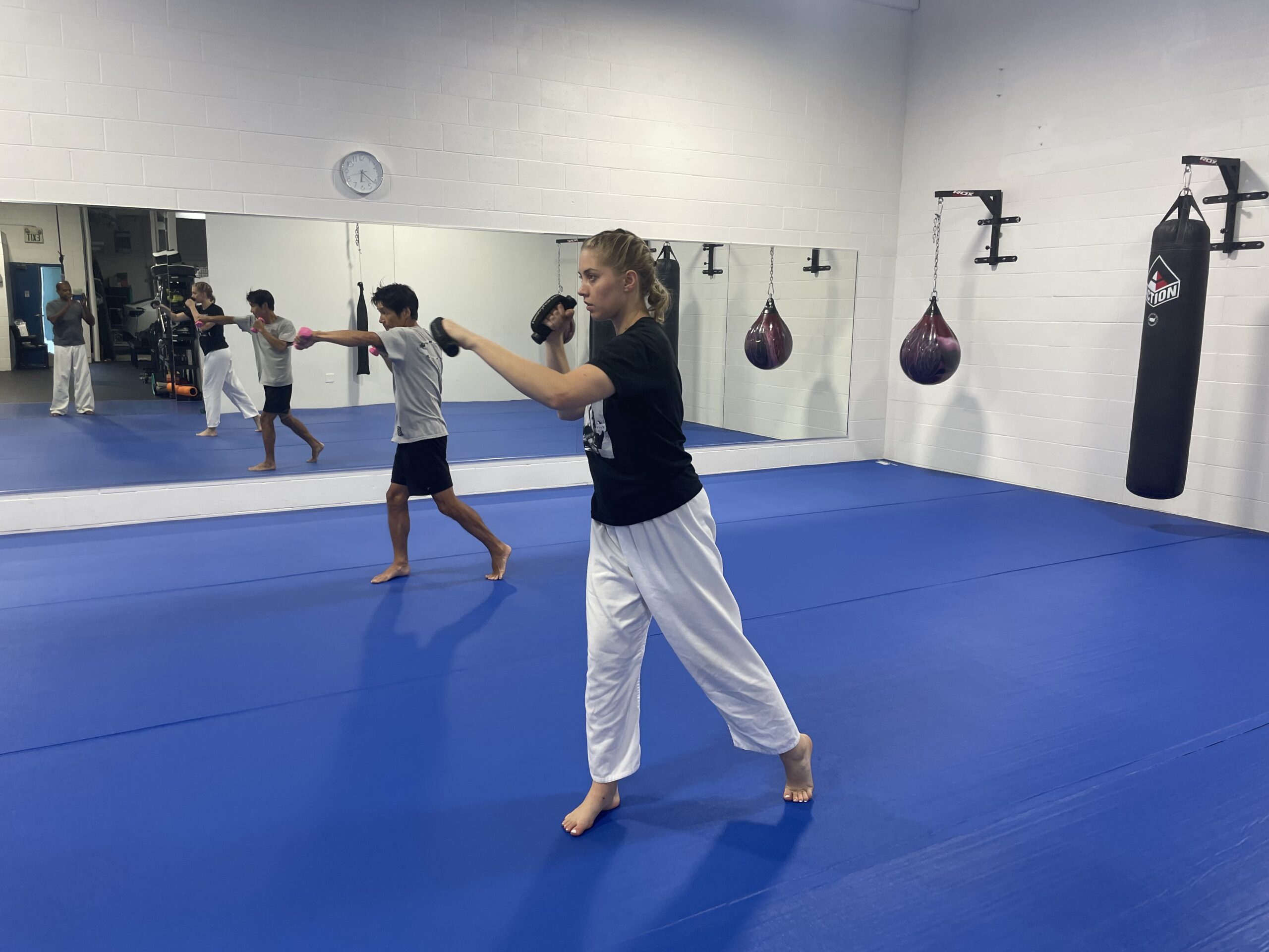USA Kyokushin Karate students in an informal training session at the Honbu dojo